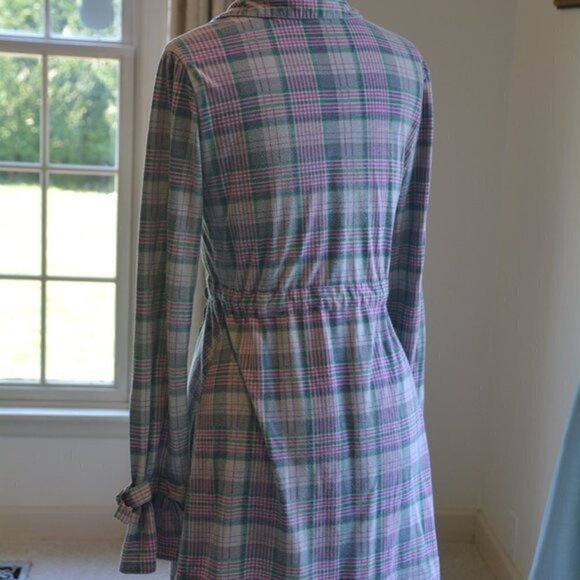 Derek Hart top shirt original Plaid Dress like shirt size large - Picture 3 of 4